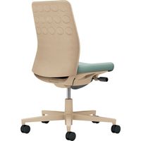 【組立設置込】コクヨ モネット クッション 肘無 ランバー無 背座ツートン ナイロンキャスター ソフトベージュ×アッシュターコイズ 1脚（直送品）