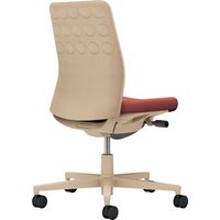 【組立設置込】コクヨ モネット クッション 肘無 ランバー無 背座ツートン ナイロンキャスター ソフトベージュ×パーシアンレッド 1脚（直送品）