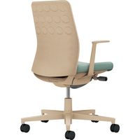 【組立設置込】コクヨ モネット クッション L型肘 ランバー無 背座ツートン ウレタンキャスター ソフトベージュ×アッシュターコイズ 1脚（直送品）