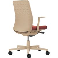 【組立設置込】コクヨ モネット クッション L型肘 ランバー無 背座ツートン ウレタンキャスター ソフトベージュ×パーシアンレッド 1脚（直送品）