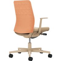 【組立設置込】コクヨ モネット クッション L型肘 ランバー無 背座ツートン ナイロンキャスター ペールテラコッタ×ソフトベージュ 1脚（直送品）