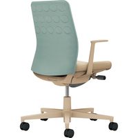 【組立設置込】コクヨ モネット クッション L型肘 ランバー無 背座ツートン ナイロンキャスター アッシュターコイズ×ソフトベージュ 1脚（直送品）