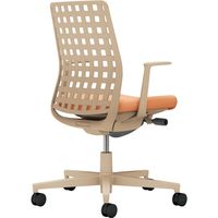 【組立設置込】コクヨ モネット 背樹脂 L型肘 ランバー無 背座ツートン ナイロンキャスター ソフトベージュ×ペールテラコッタ 1脚（直送品）