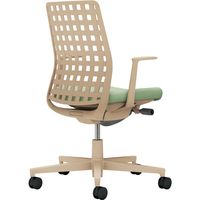 【組立設置込】コクヨ モネット 背樹脂 L型肘 ランバー無 背座ツートン ナイロンキャスター ソフトベージュ×パウダーミント 1脚（直送品）