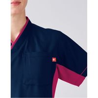 明石スクールユニフォームカンパニー ユニセックスVネックスクラブ ロゼ×ネイビー L UQM1537-93-L 1枚　スクラブ（直送品）