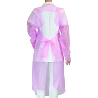 オオサキメディカル プラスチックエプロン 袖付 長袖 フィンガーフック ふつう ピンク 10枚入 57103 1箱(10枚入)