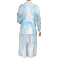 オオサキメディカル　クリーンエプロン 袖付 長袖 大きめ ブルー 10枚入 73731 1箱（10枚入）