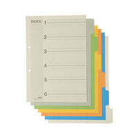 アスクル　カラーインデックス　A4タテ　インデックスシート　2穴　6山　10組  オリジナル（わけあり品）