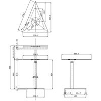 【軒先渡し】オリバー サイドテーブル 三角ベース 昇降 幅560×奥行660×高さ665~965mm ホワイト 1台（直送品）