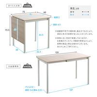 ホームテイスト さわやかな 伸縮ダイニングテーブル 幅1200×奥行600×高さ725mm ホワイトオーク 1台（直送品）