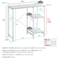 ホームテイスト さわやかな 調節可能棚付き ごみ箱上カウンター 幅902×奥行403×高さ855mm ホワイトオーク 1台（直送品）