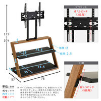 ホームテイスト 【Zarzia（ザージア）】 棚付きZ型壁寄せテレビスタンド 幅780×奥行370×高さ1190mm ウォールナット 1台（直送品）