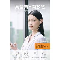 イヤホン 有線 マイク付き φ3.5mm 4極 インナーイヤー型 通話対応 高音質 EHP-F16IMWH-EC エレコム 1個（直送品）