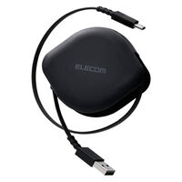 タイプC巻き取り式充電ケーブル USB-A to USB-C 0.9m 黒 MPA-ACRLR09BK エレコム 1個（直送品）