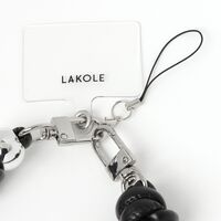シルバービーズハンドストラップ スマホストラップホルダー ブラック LAKOLE/ラコレ