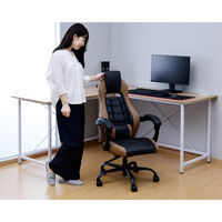 YAMAZEN ゲーミングチェア ジャスト コンパクト 無段階リクライニング モカブラウン GCL-89(MBR) 1台（直送品）