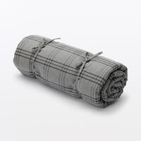 無印良品 綿　フランネル　シートクッションロングタイプ ５０×１５０ｃｍ チャコールグレーチェック  良品計画
