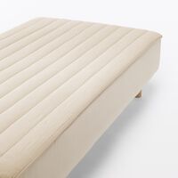無印良品 両面使い　ベロア　敷パッド　ボックスシーツ型 Ｄ １４０×２００ｃｍ×１８‐２８ｃｍ用　ライトベージュ  良品計画