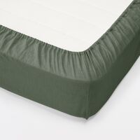 無印良品 綿フランネルボックスシーツ Ｄ １４０×２００×１８‐２８ｃｍ用 グリーン  良品計画