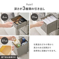 【軒先渡し】萩原 ランドリーチェスト 幅200mm×奥行400mm×高さ850mm ナチュラル 1台（直送品）