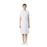 住商モンブラン ナースワンピース（半袖） 医療白衣 白/シルバー＆ネイビー M 73-1714（直送品）