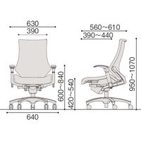 【設置込】イトーキ　エフチェア　クロスバック　ハイバック　ベースカラーブラック　アジャスタブル肘付　サンドイエロー　KF-337GS-T1Y3　1脚（直送品）