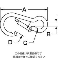 エスコ 50x 5mm スナップフック(OD色) EA638CS-11 1セット(20個)（直送品）