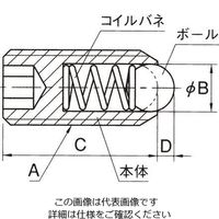 エスコ M6 軽荷重ボールプランジャー EA948DA-24 1セット(20個)（直送品）