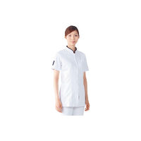 住商モンブラン ジャケット（レディス・半袖） ナースジャケット 医療白衣 白/ネイビー L 73-1278（直送品）