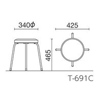 座回転スツール　T-691C　レッド　5脚セット　ノーリツイス　（直送品）