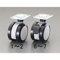 エスコ 75mm キャスター(ツインホイール) EA986TE-1 1セット(4個)（直送品）