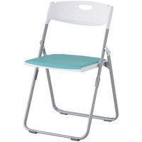 アイリスチトセ　水平スタッキング折りたたみチェア　ダブルクッションタイプ　座ターコイズグリーン／背ホワイト　5脚セット　（直送品）