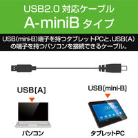 エレコム タブレットPC用USB2.0ケーブル USB（A）オス-USB（Mini-B）オス ブラック 1m TB-M10BK 1本