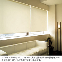 ニチベイ　ロールスクリーン　エコノミータイプ【防炎】　幅1700mm×高さ1200mm　操作方式：スプリング式　クリーム(PN111)　（直送品）