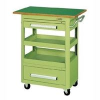 サカエ エースワゴン(中量タイプ/均等耐荷重200kg/サカエリューム天板/ゴム車/H900mm/移動式/天板付) Aー36AT 1台（直送品）