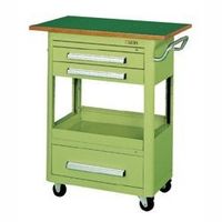 サカエ エースワゴン(中量タイプ/均等耐荷重200kg/サカエリューム天板/ゴム車/H900mm/移動式/天板付) Aー38AT 1台（直送品）