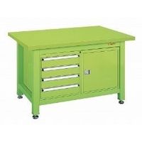 サカエ 超重量作業台(Wタイプ/均等耐荷重3000kg/スチール天板/H740mm/固定式/キャビネット付) WSー240B 1台（直送品）