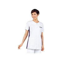 住商モンブラン ジャケット（レディス・半袖） ナースジャケット 医療白衣 白/ネイビー L 72-398（直送品）