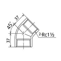 エスコ Rc1・1/2” 45 ゚エルボ(ステンレス製) EA469AN-15A 1セット(3個)（直送品）