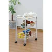 YAMAZEN　キッチンワゴン　幅500×高さ705mm　ナチュラル/ホワイト　（直送品）