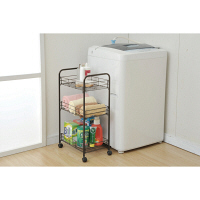 YAMAZEN　スチールワゴン　3段　ダークブラウン　（直送品）