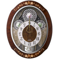 リズム（RHYTHM) スモールワールドティアモ [からくり 電波 掛け 時計] 茶色象嵌 1個（直送品）