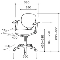 ナカバヤシ　OAチェア　オフィスチェア　ロッキング機構付き　肘付　ブル-　CGN-202B　1脚　（直送品）