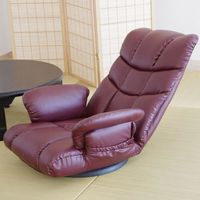 宮武製作所　スーパーソフトレザー座椅子-神楽-　ワインレッド　（直送品）
