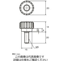 エスコ M5x20mm 雄ねじディンプルノブ EA948AT-7 1セット(20個)（直送品）