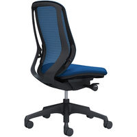 C635XR FMP3|オカムラ シルフィー ハイバック メッシュ 黒ボディ 黒脚 肘無し ミディアムブルー 1脚（直送品）