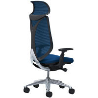 C855BR FSY3 |オカムラ サブリナ スタンダード 可動肘 エクストラハイバック ブラックボディ ミディアムブルー 1脚（直送品）