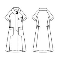 KAZEN ワンピース半袖 （ナースワンピース） 医療白衣 ホワイト×ネイビー L 049-28（直送品）