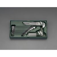 エスコ 27個組 片目片口スパナ&六角棒レンチセット(トレー) EA687YA-16 1セット（直送品）