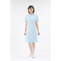 住商モンブラン ナースワンピース（半袖） 医療白衣 サックスブルー（水色）/白 LL 73-1974（直送品）